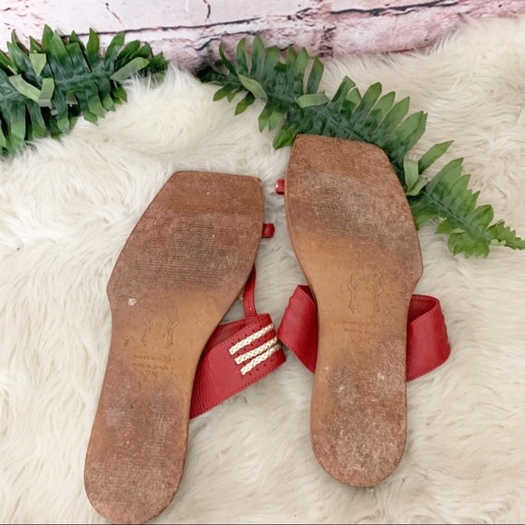 Naked Feet Red Leather Sandals Size 7 - Picture 3 of 5